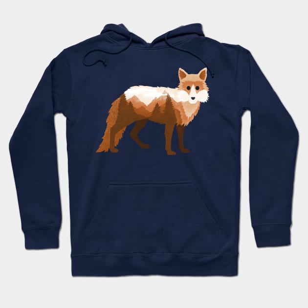 Dramabite Fox Vixen Double Exposure Surreal Wildlife Native Animal Hoodie by dramabite